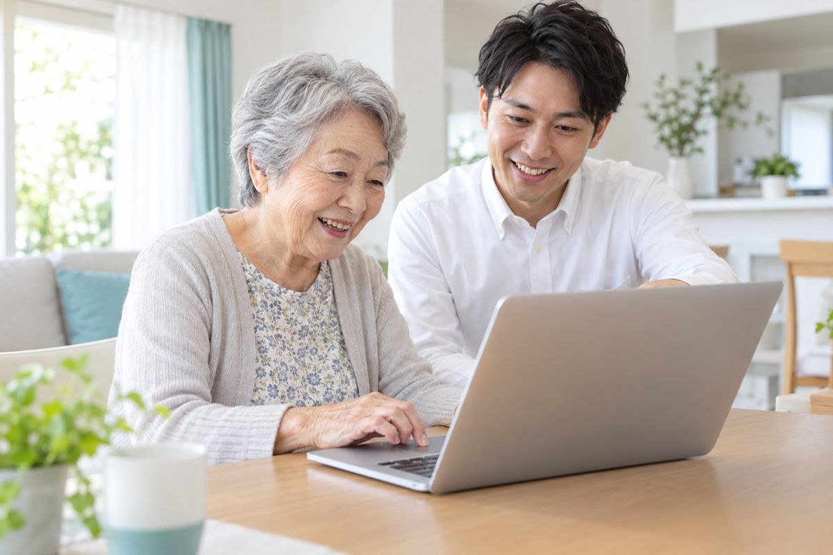 スタッフが使い方を教えている様子