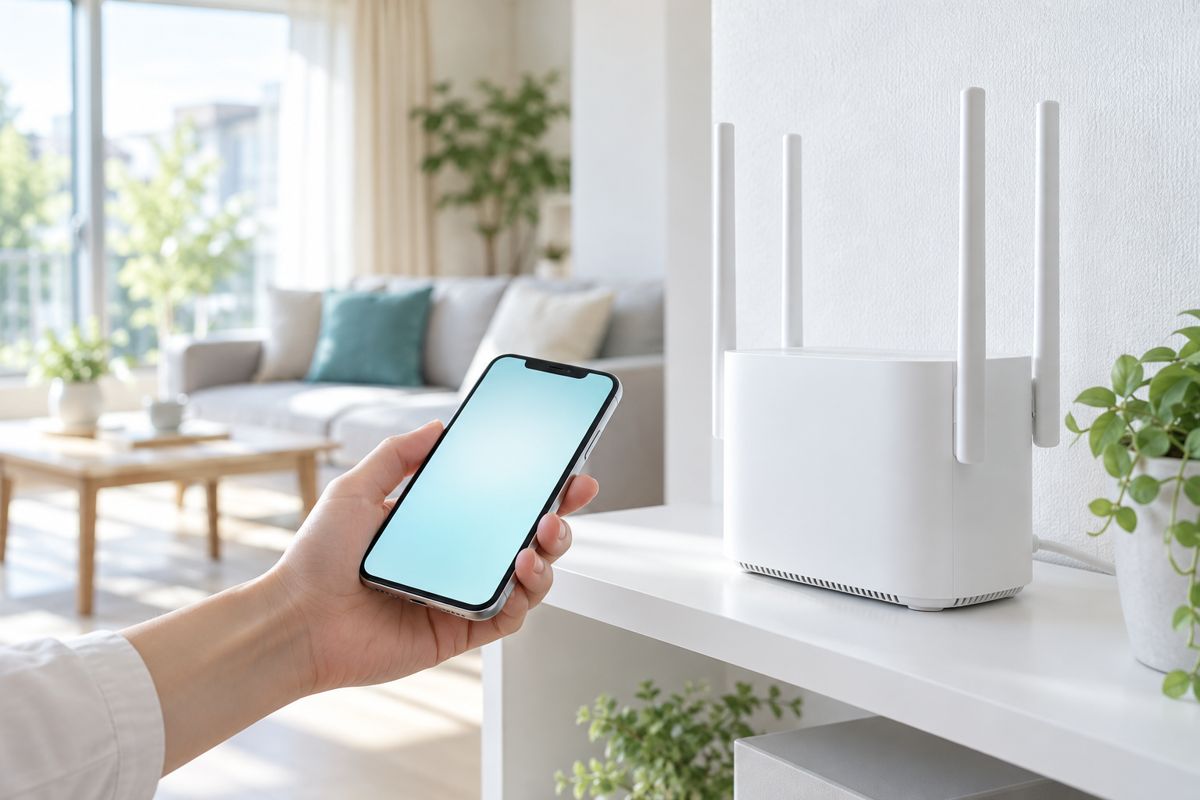 Wi-Fiルーターとスマートフォン
